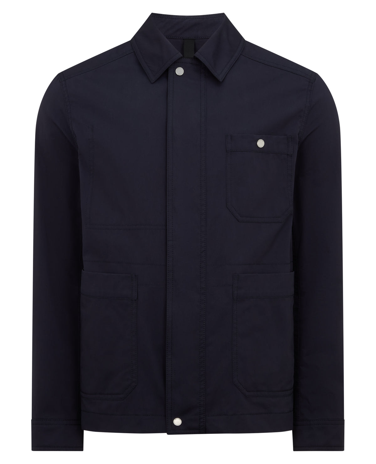 Man wearing a navy Regular Fit Cotton Twill Chore Jacket