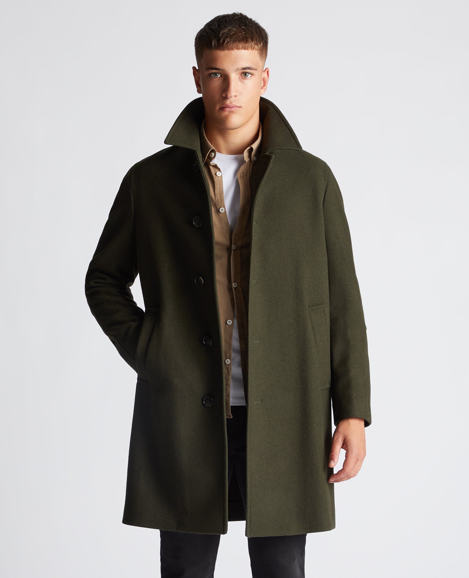 Men Wool Fitted Coat Relaxed Fit Wool-Blend Tailored Coat – Remus Uomo
