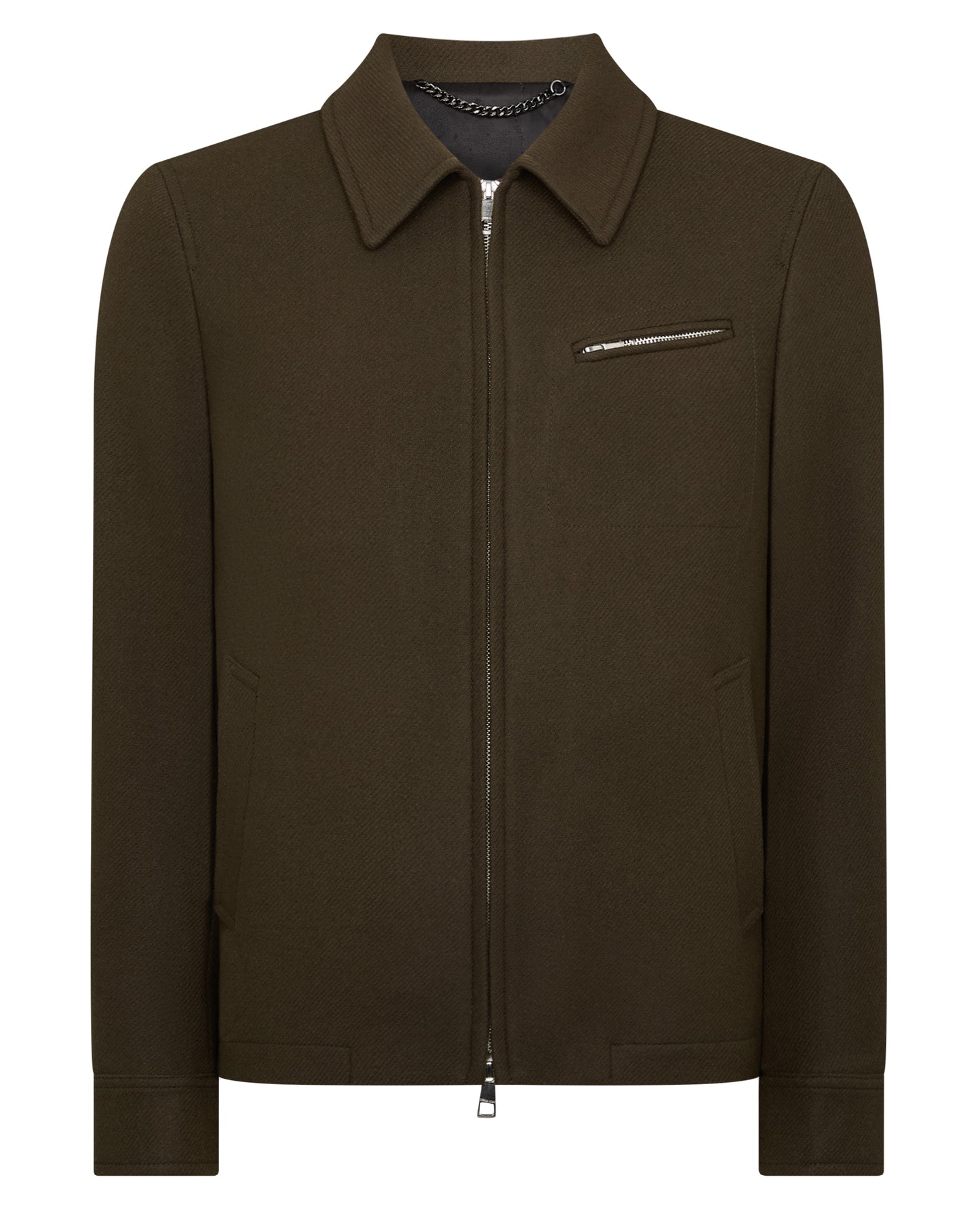 Man wearing a green Tailored Fit Italian Wool Blend Jacket