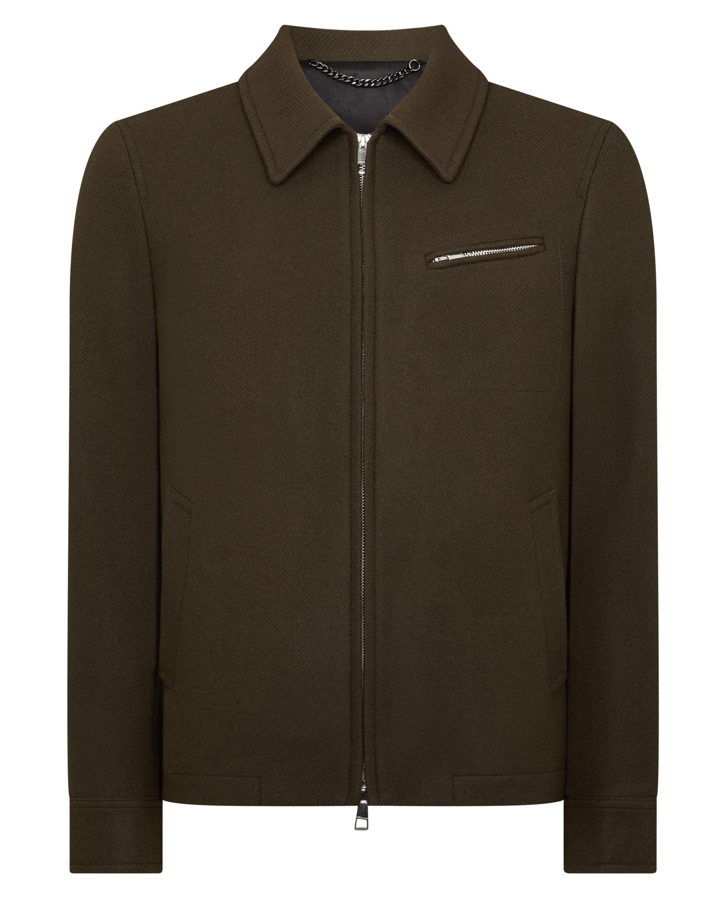 Man wearing a green Tailored Fit Italian Wool Blend Jacket