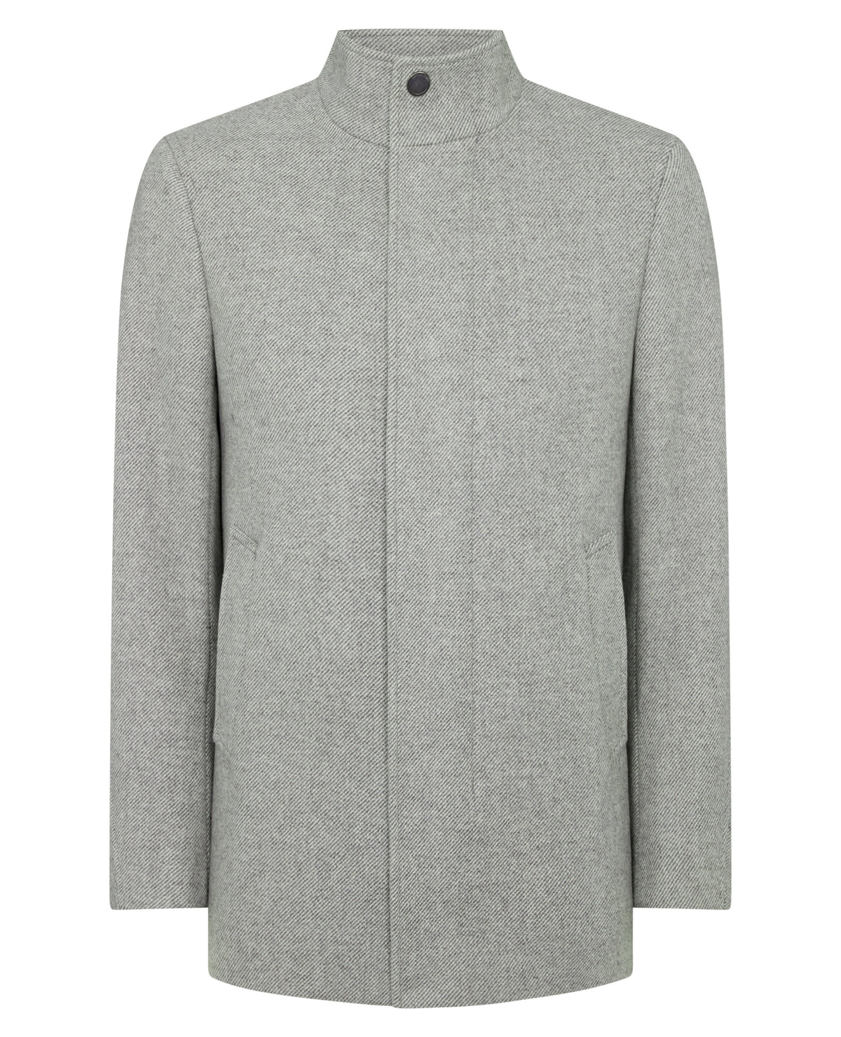 Man wearing a grey Jacob Regular Fit Wool Blend Coat