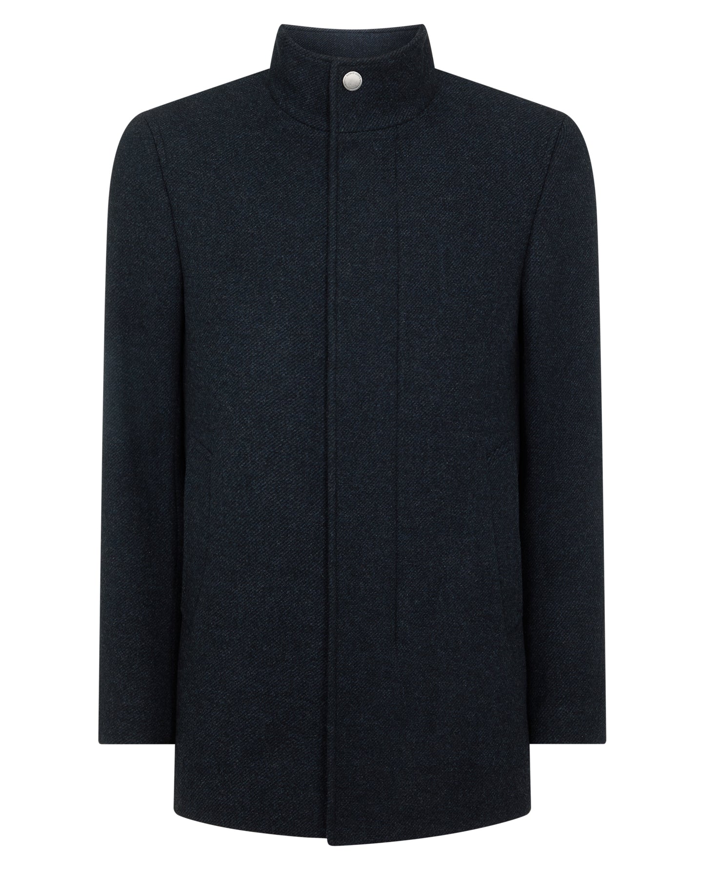 Man wearing a blue Jacob Regular Fit Wool Blend Coat