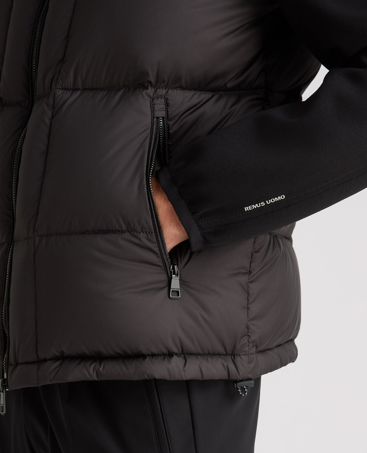 Black Morino Quilted Hybrid Jacket