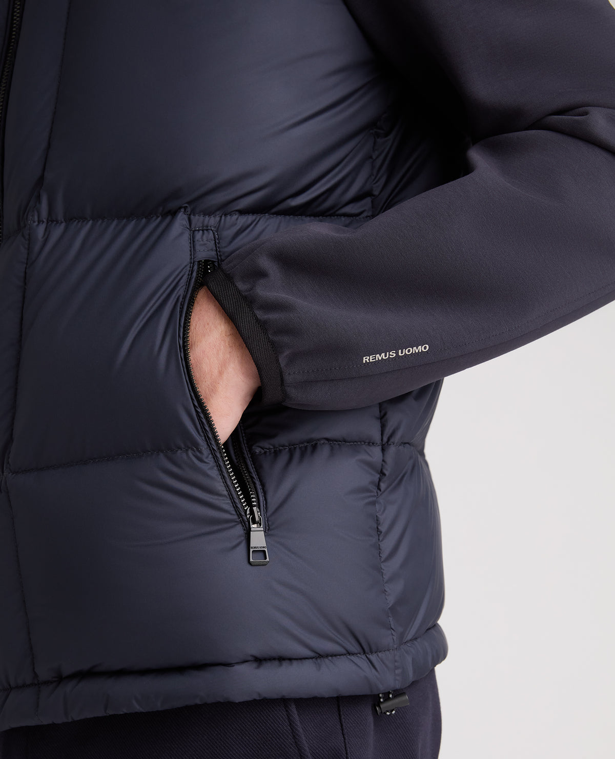 Dark Blue Morino Puffer Coat