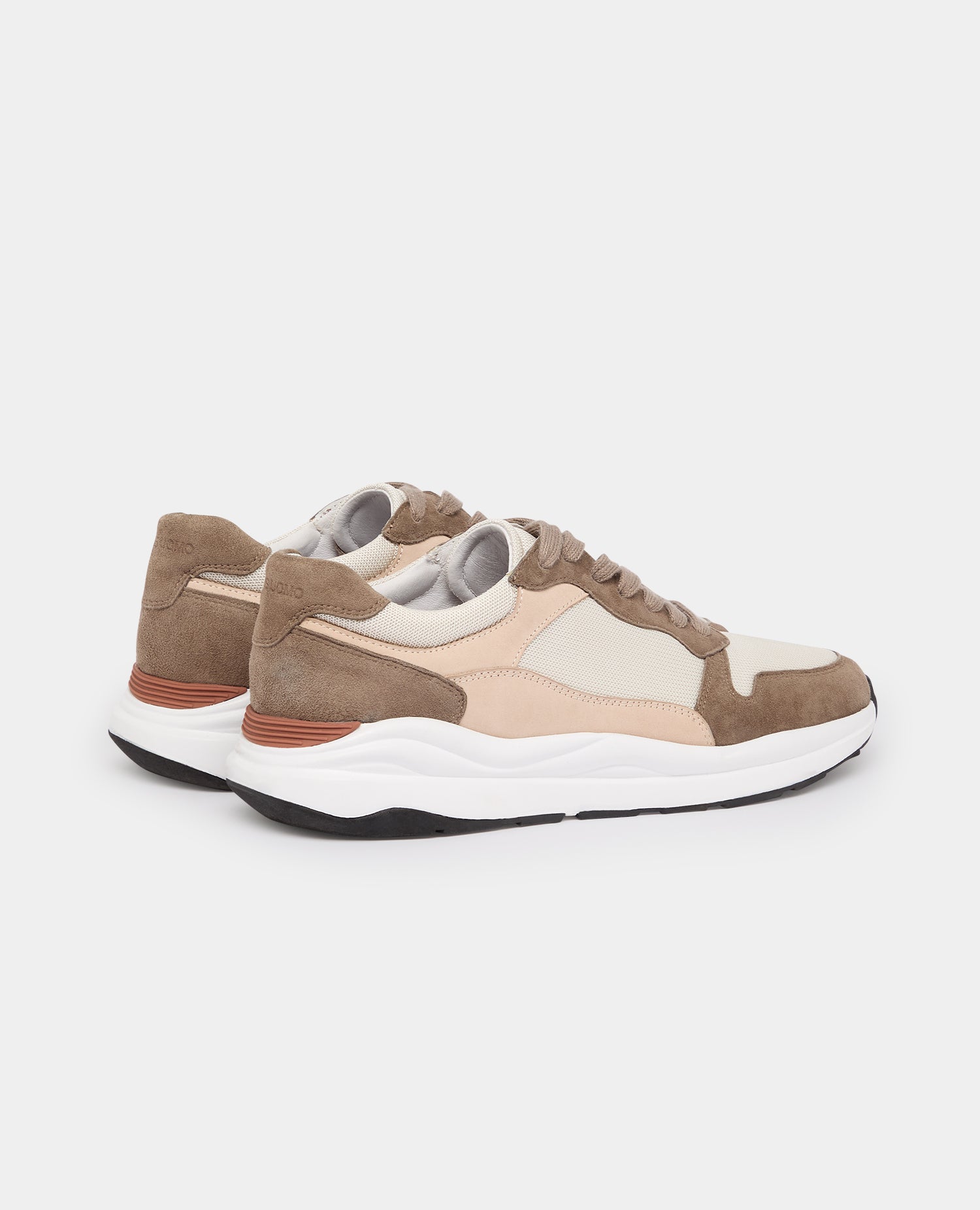 Man wearing a sand Suede Albi Trainer