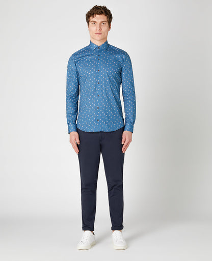 Slim Fit Print Cotton Stretch Shirt
