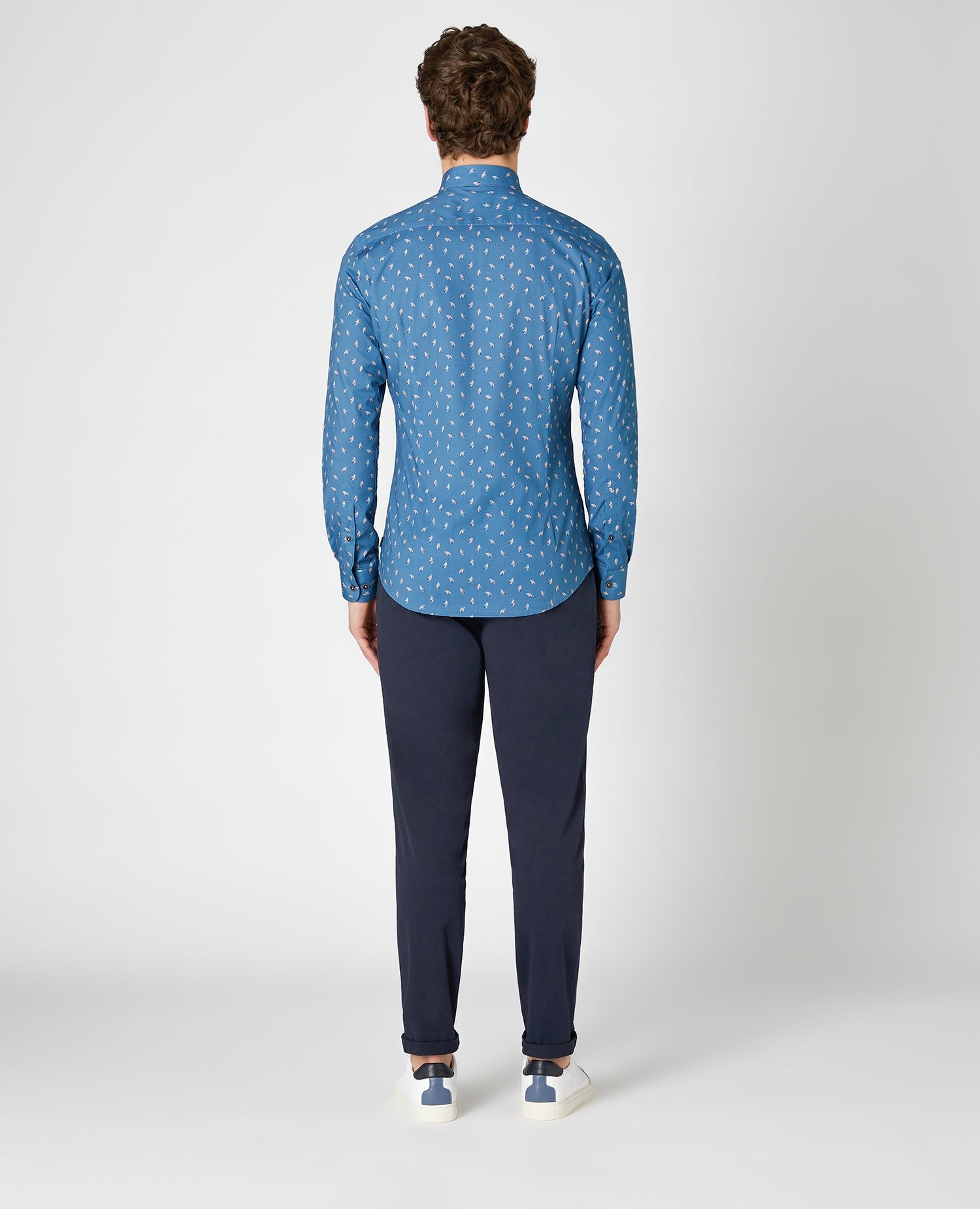 Slim Fit Print Cotton Stretch Shirt