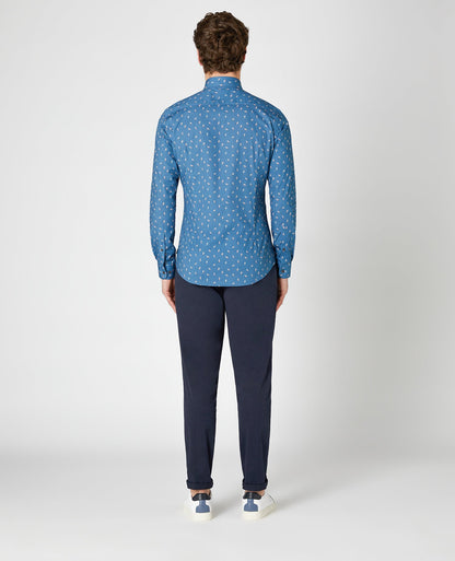 Slim Fit Print Cotton Stretch Shirt