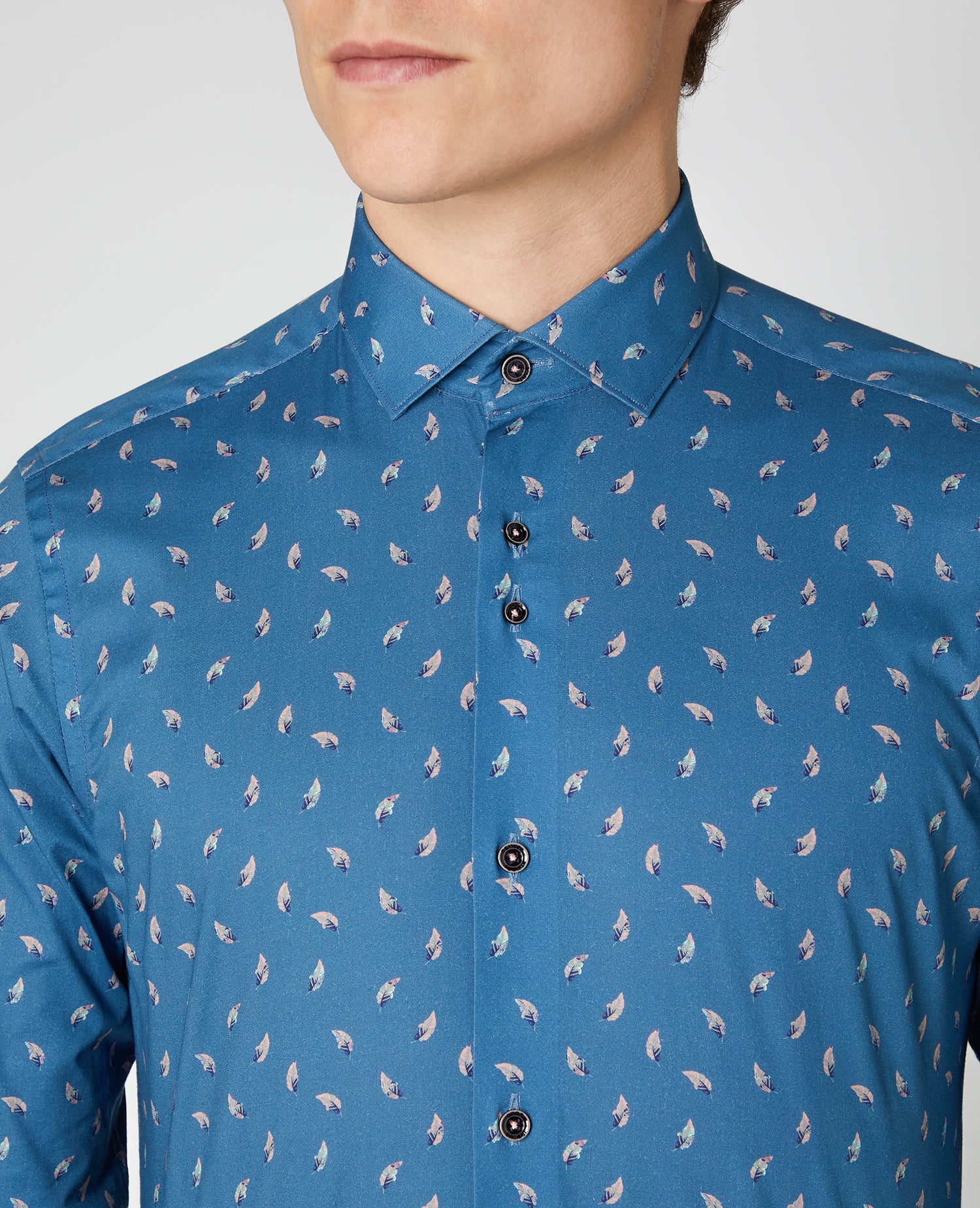 Slim Fit Print Cotton Stretch Shirt