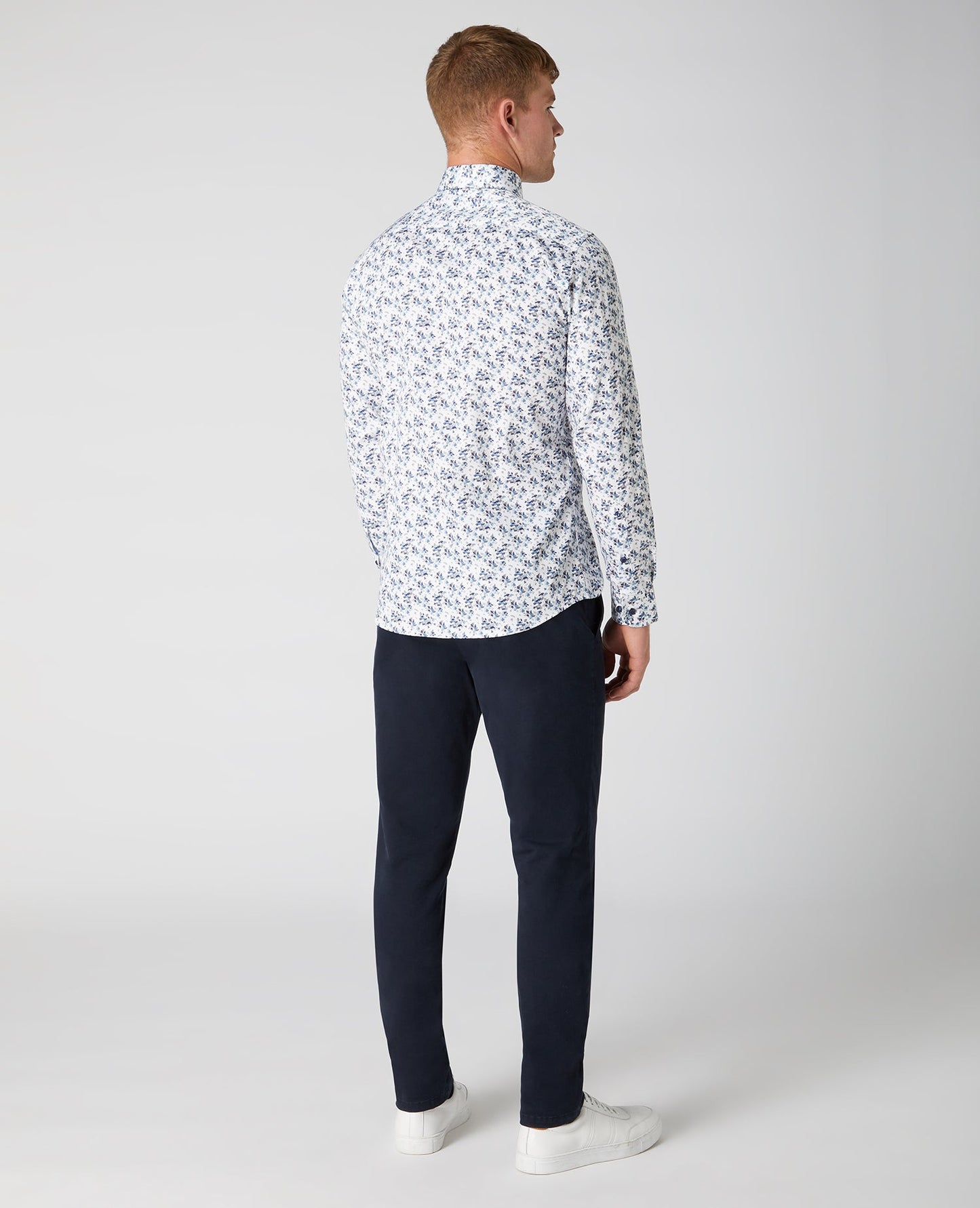 Tapered Fit Print Cotton Satin Shirt