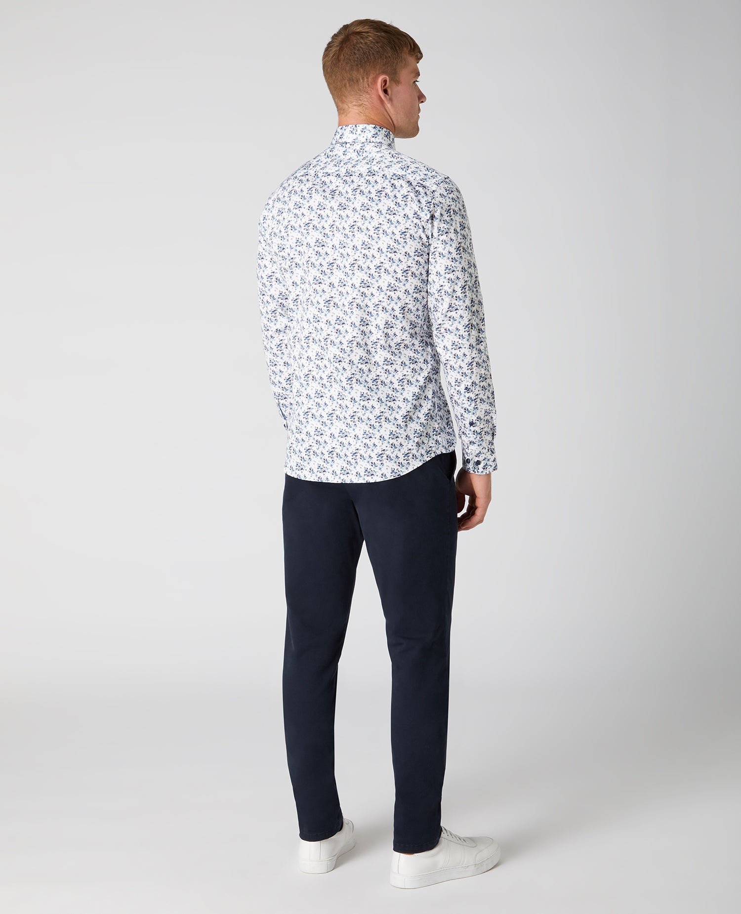Tapered Fit Print Cotton Satin Shirt