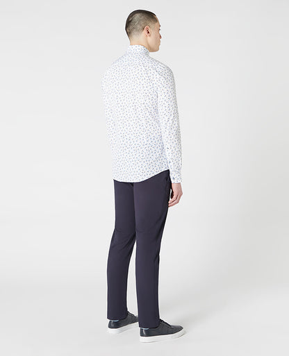 Tapered Fit Print Cotton-Stretch Shirt