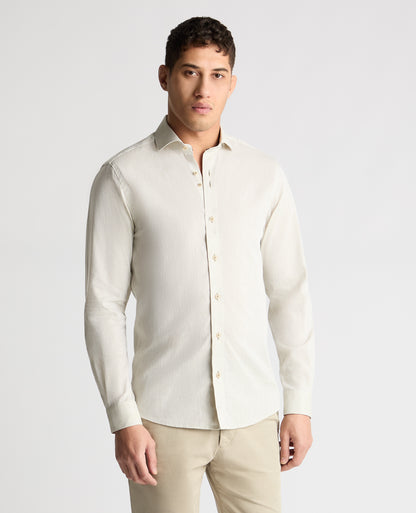 Man wearing a green casual shirt