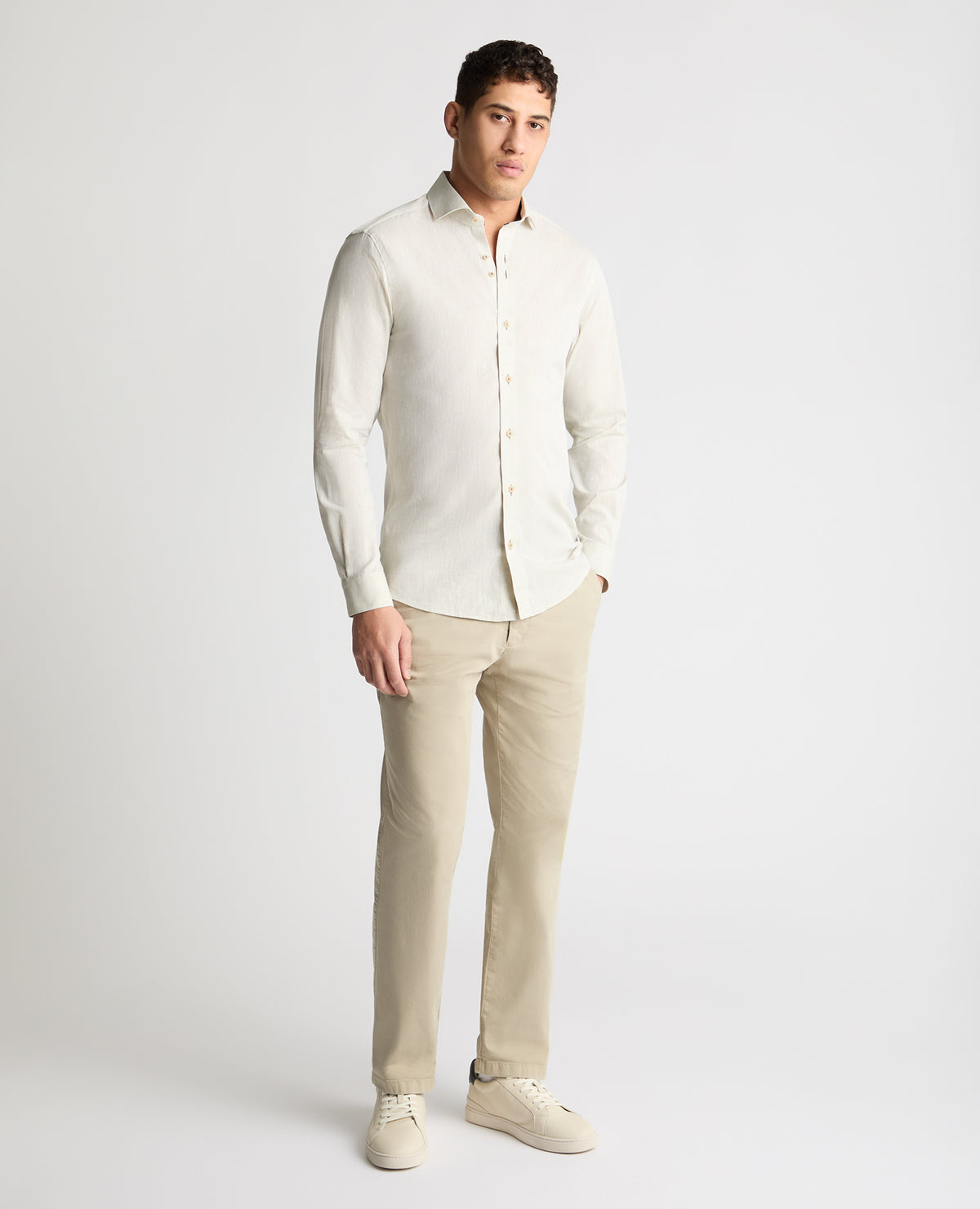 Man wearing a green casual shirt