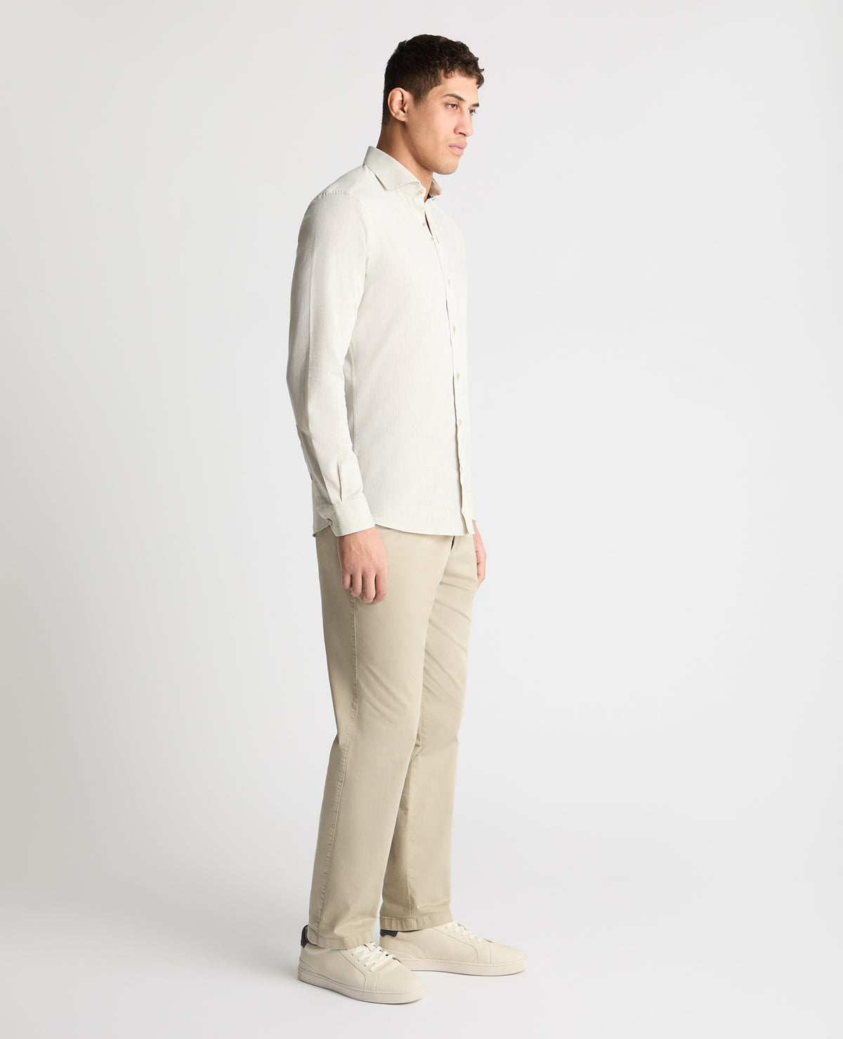 Man wearing a green casual shirt
