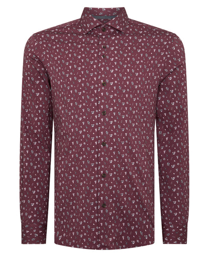 Tapered Fit Floral Cotton-Stretch Shirt