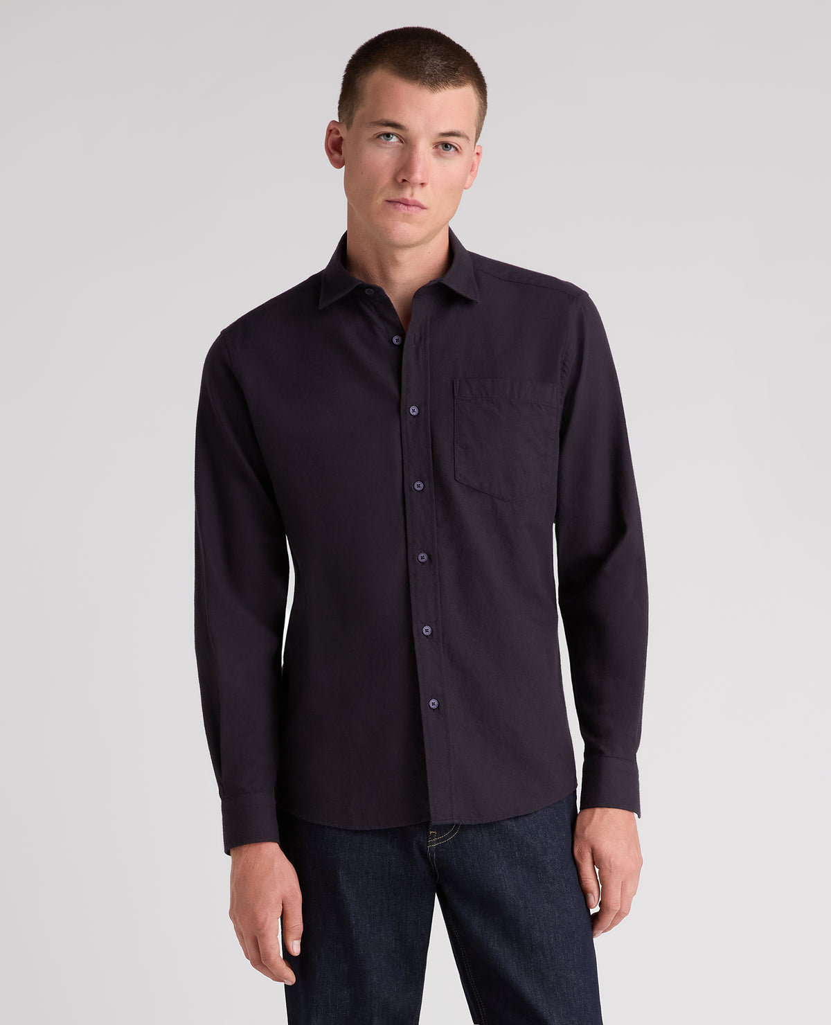 Navy Cotton-Wool Blend Shirt