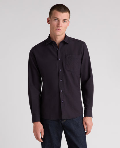 Navy Cotton-Wool Blend Shirt