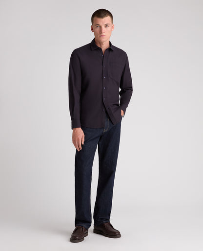 Navy Cotton-Wool Blend Shirt