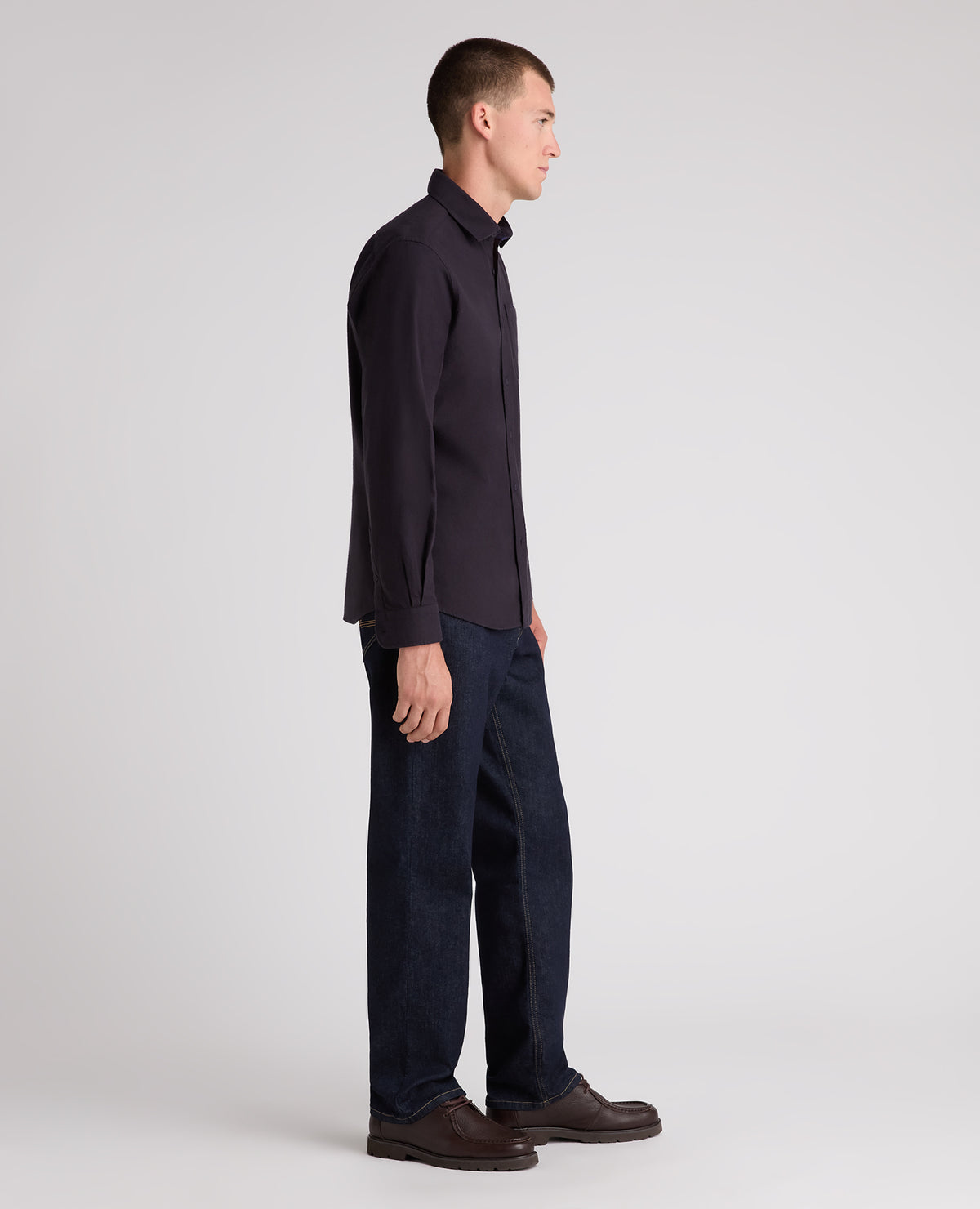 Navy Cotton-Wool Blend Shirt
