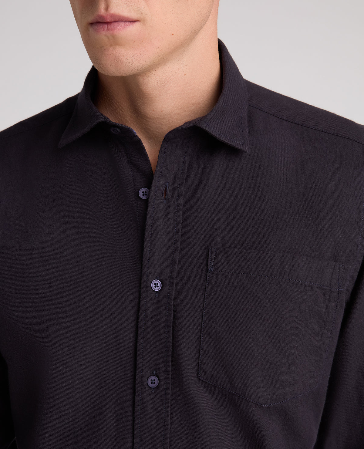 Navy Cotton-Wool Blend Shirt