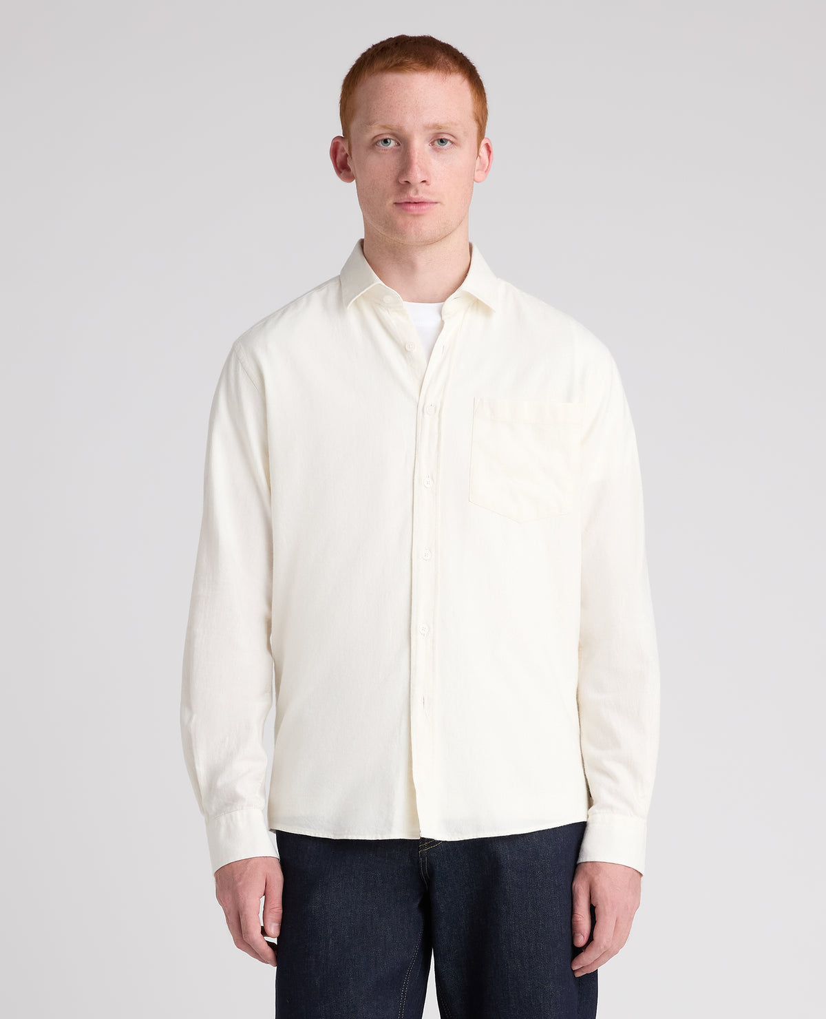 Cream Cotton-Wool Blend Shirt