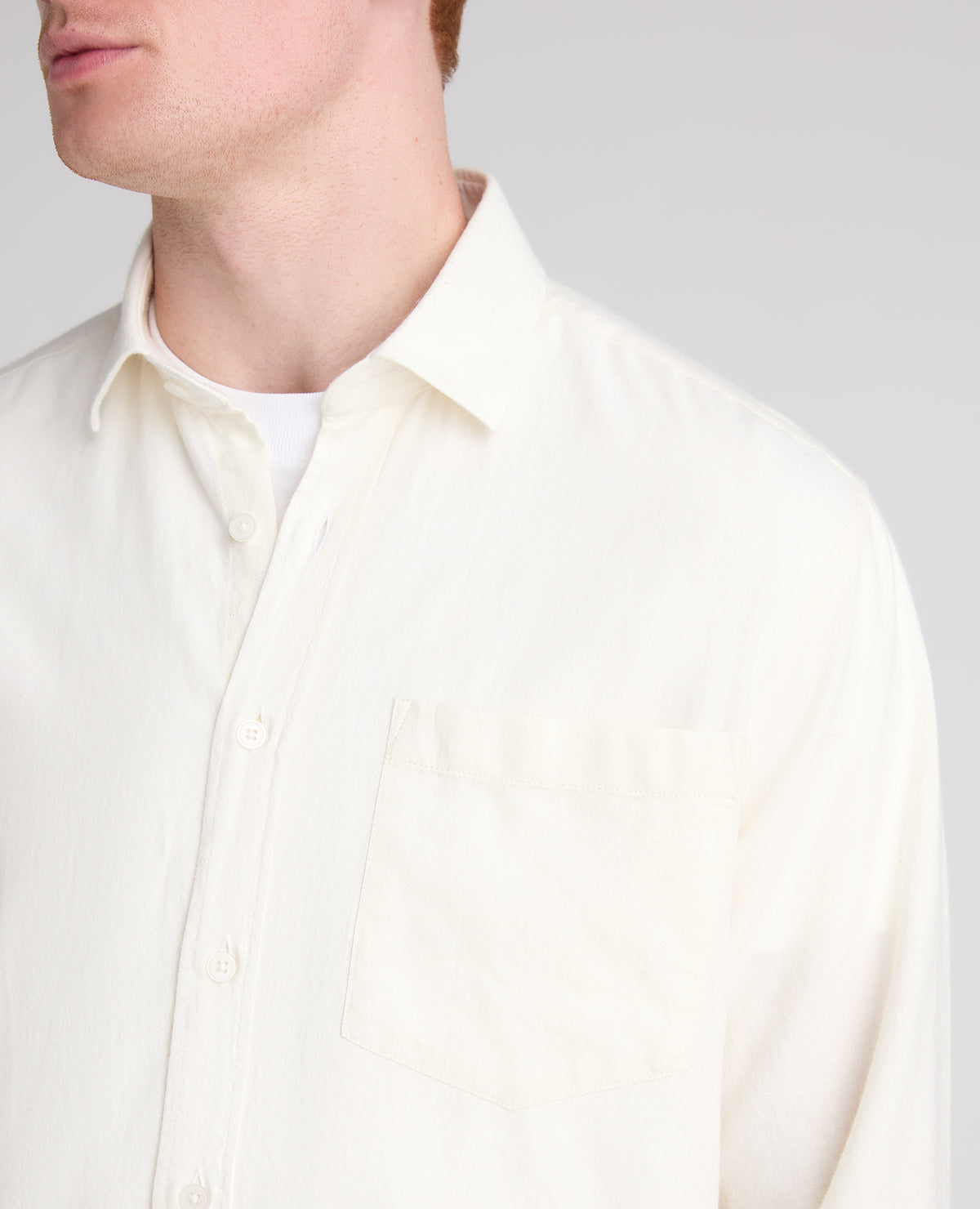 Cream Cotton-Wool Blend Shirt