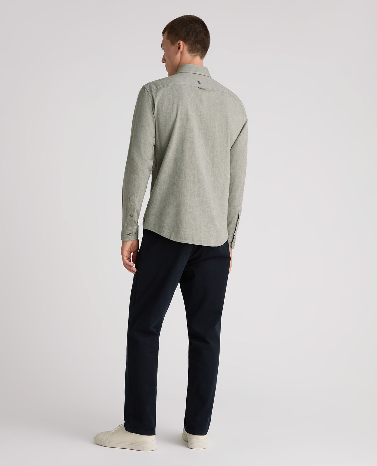 Green Washed Cotton-Wool Blend Shirt