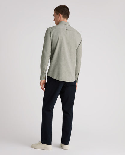 Green Washed Cotton-Wool Blend Shirt
