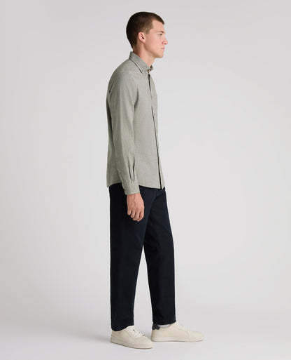 Green Washed Cotton-Wool Blend Shirt