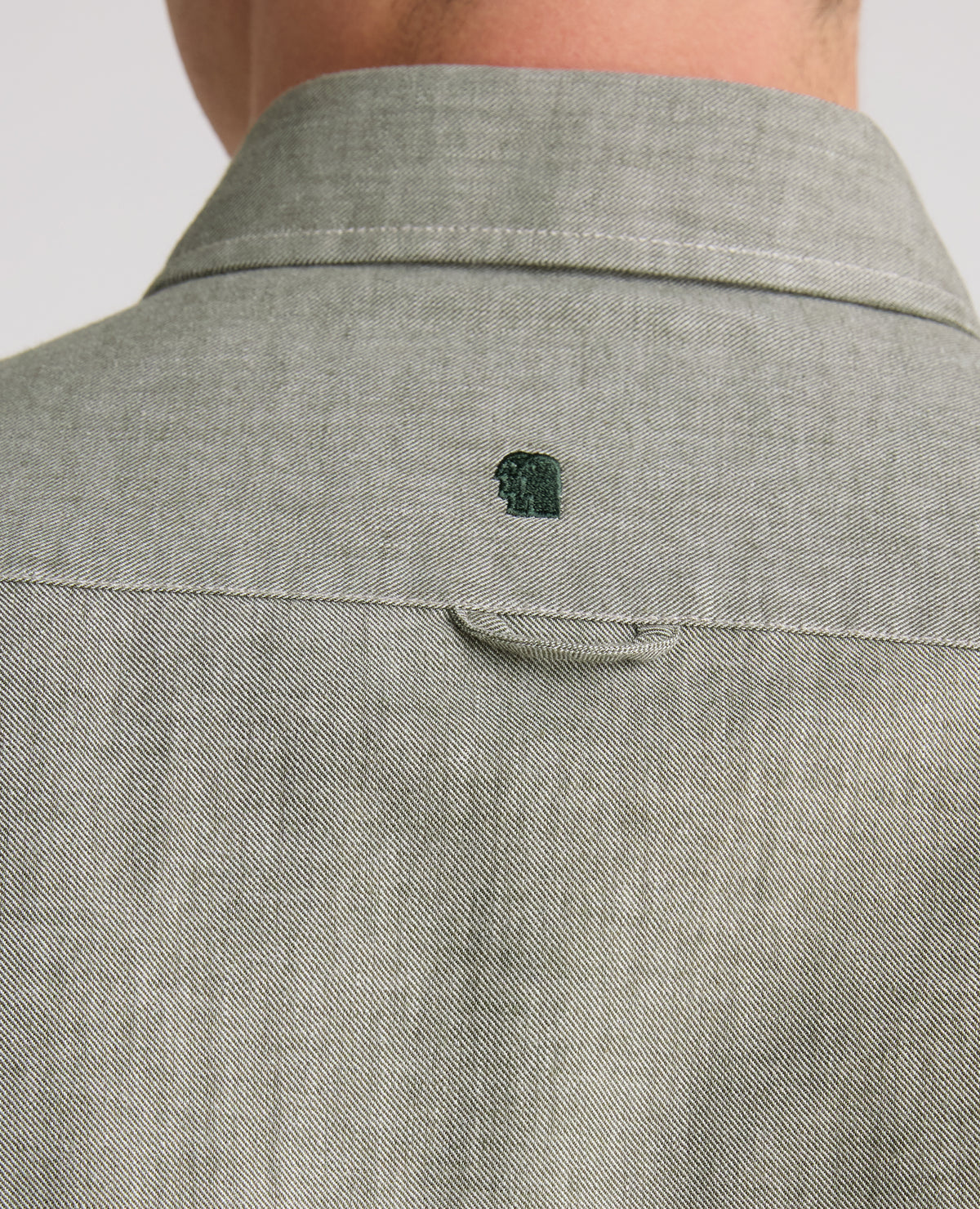 Green Washed Cotton-Wool Blend Shirt