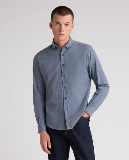 Blue Brushed Cotton Shirt