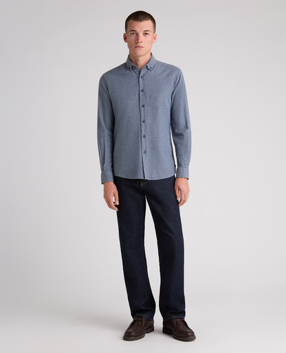 Blue Brushed Cotton Shirt
