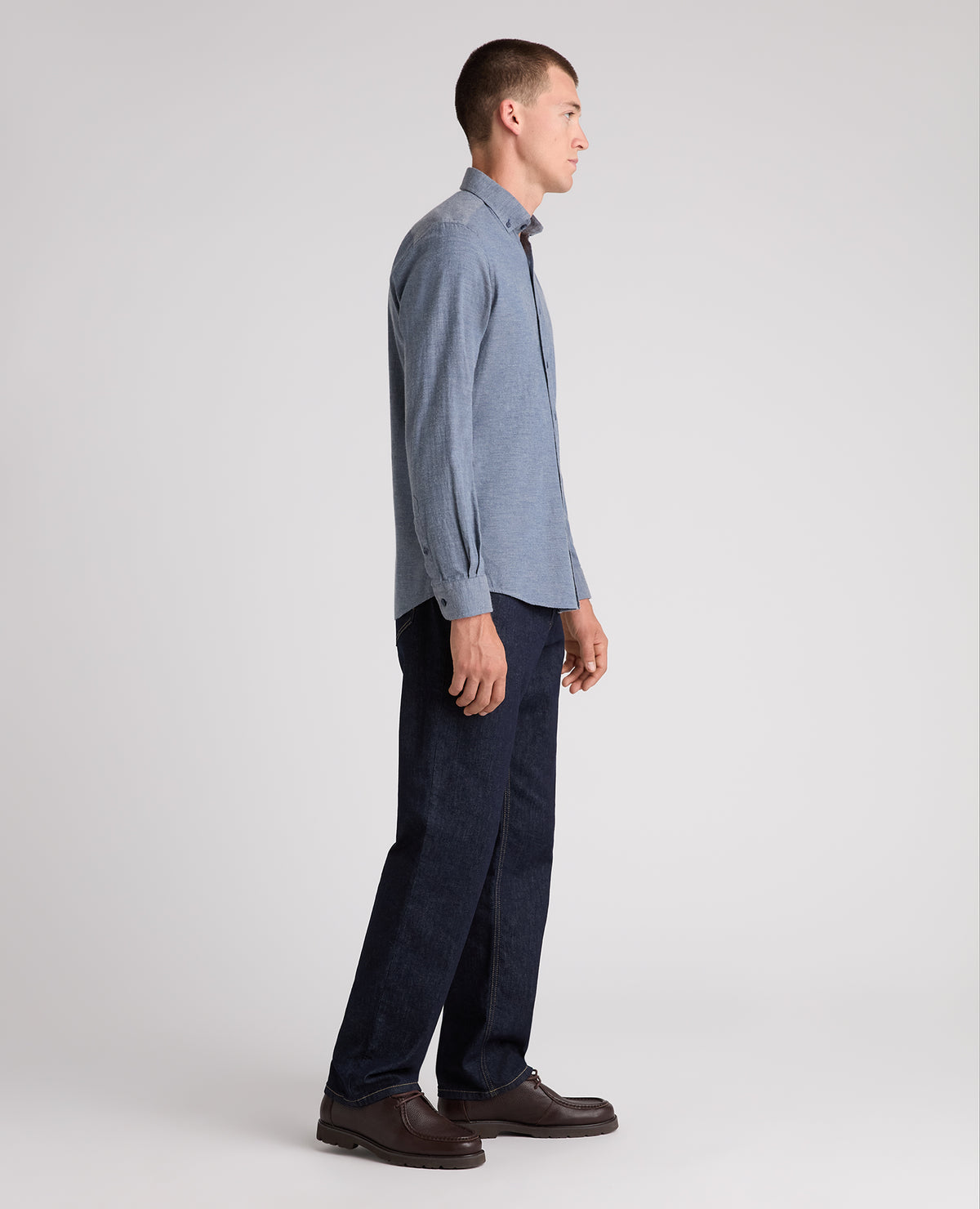 Blue Brushed Cotton Shirt