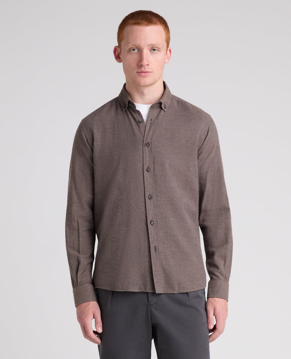 Brown Brushed Cotton Shirt