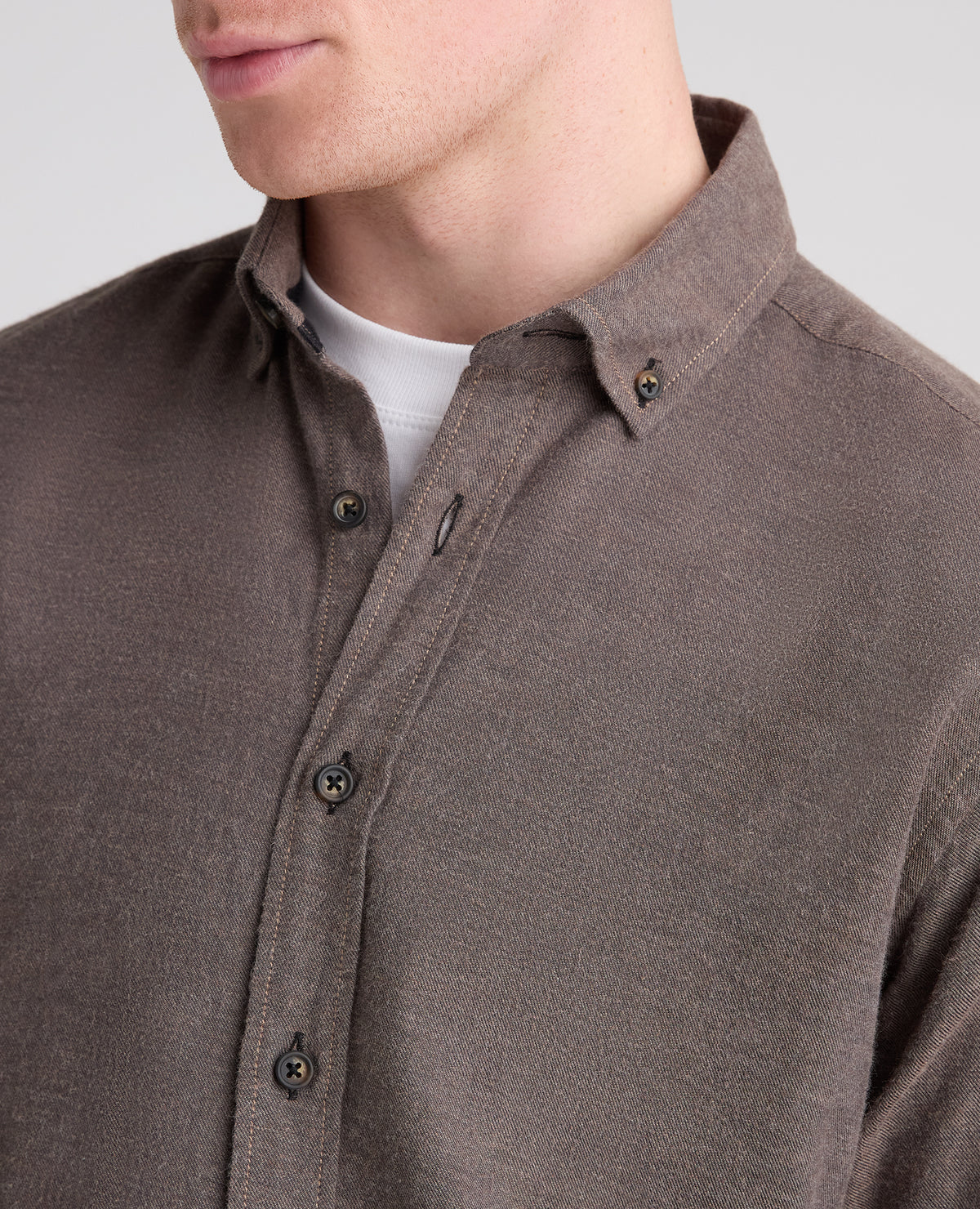 Brown Brushed Cotton Shirt