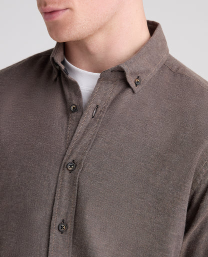 Brown Brushed Cotton Shirt