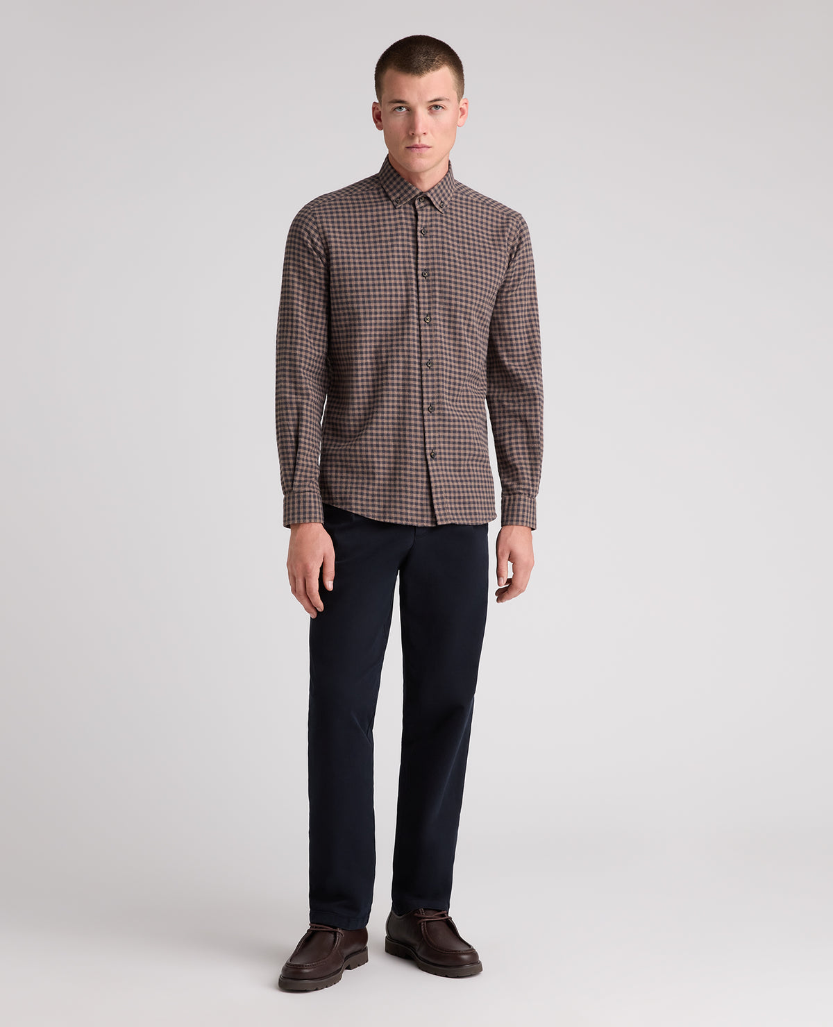 Brown Check Cotton Shirt