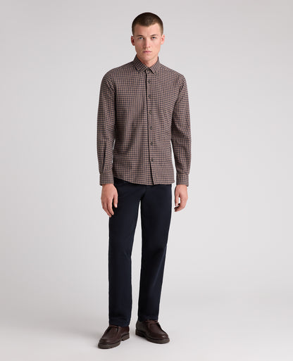 Brown Check Cotton Shirt