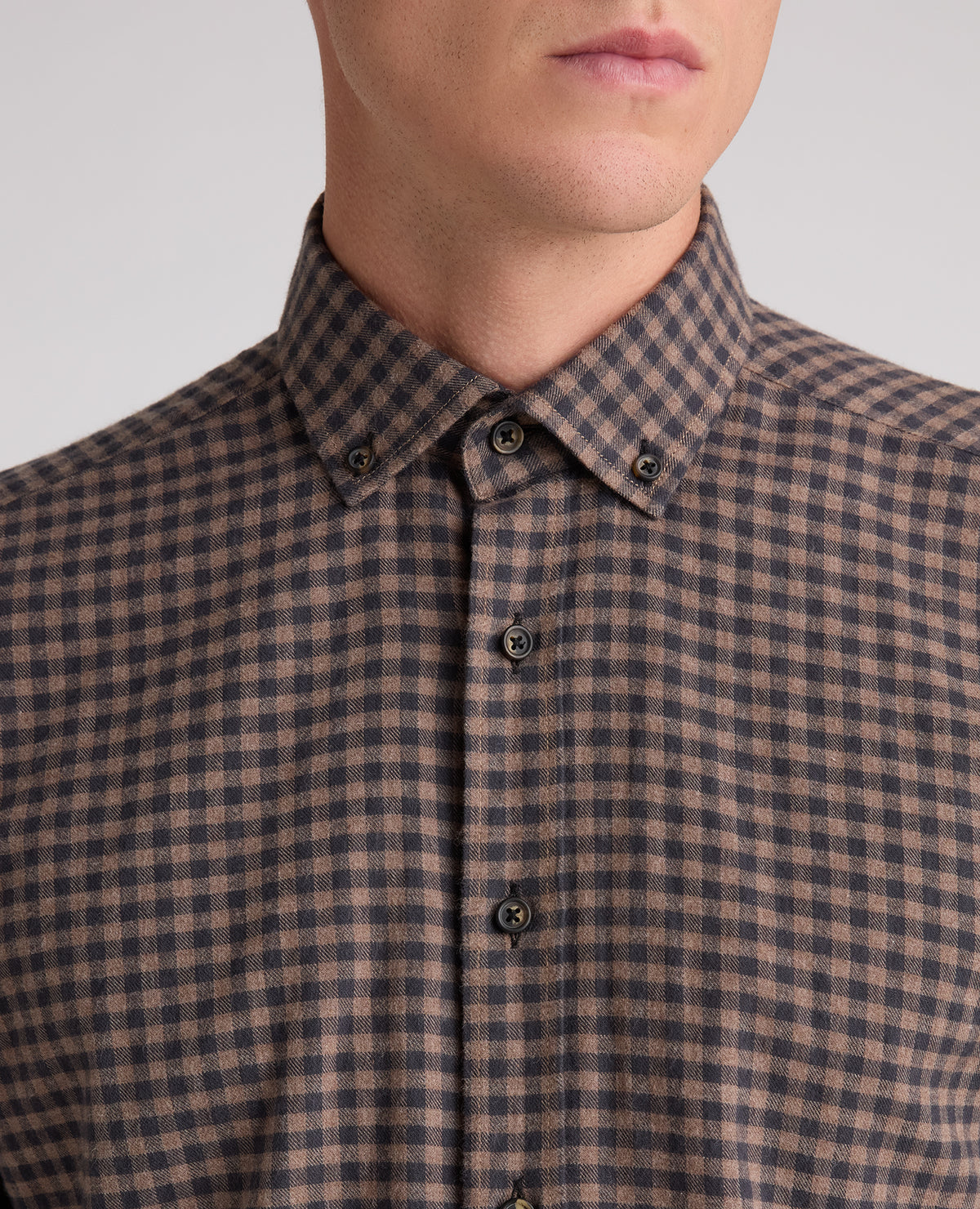 Brown Check Cotton Shirt