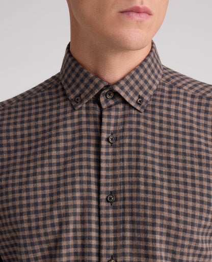 Brown Check Cotton Shirt