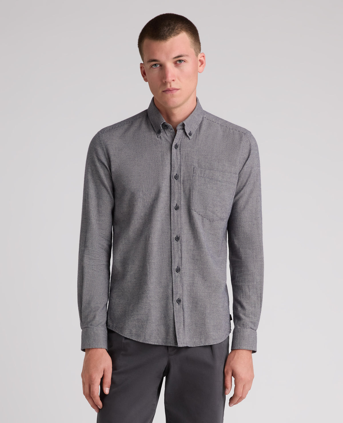 Blue Micro Houndstooth Stretch Shirt
