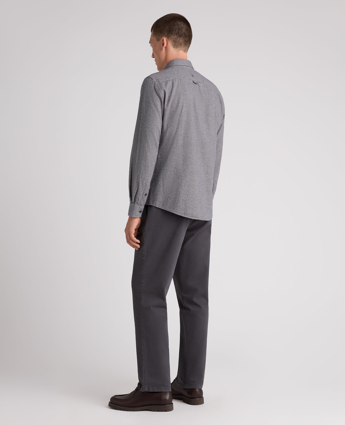 Blue Micro Houndstooth Stretch Shirt