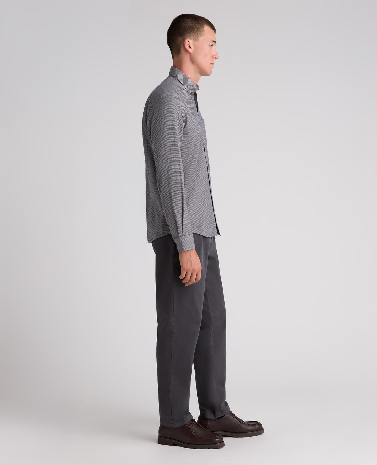 Blue Micro Houndstooth Stretch Shirt