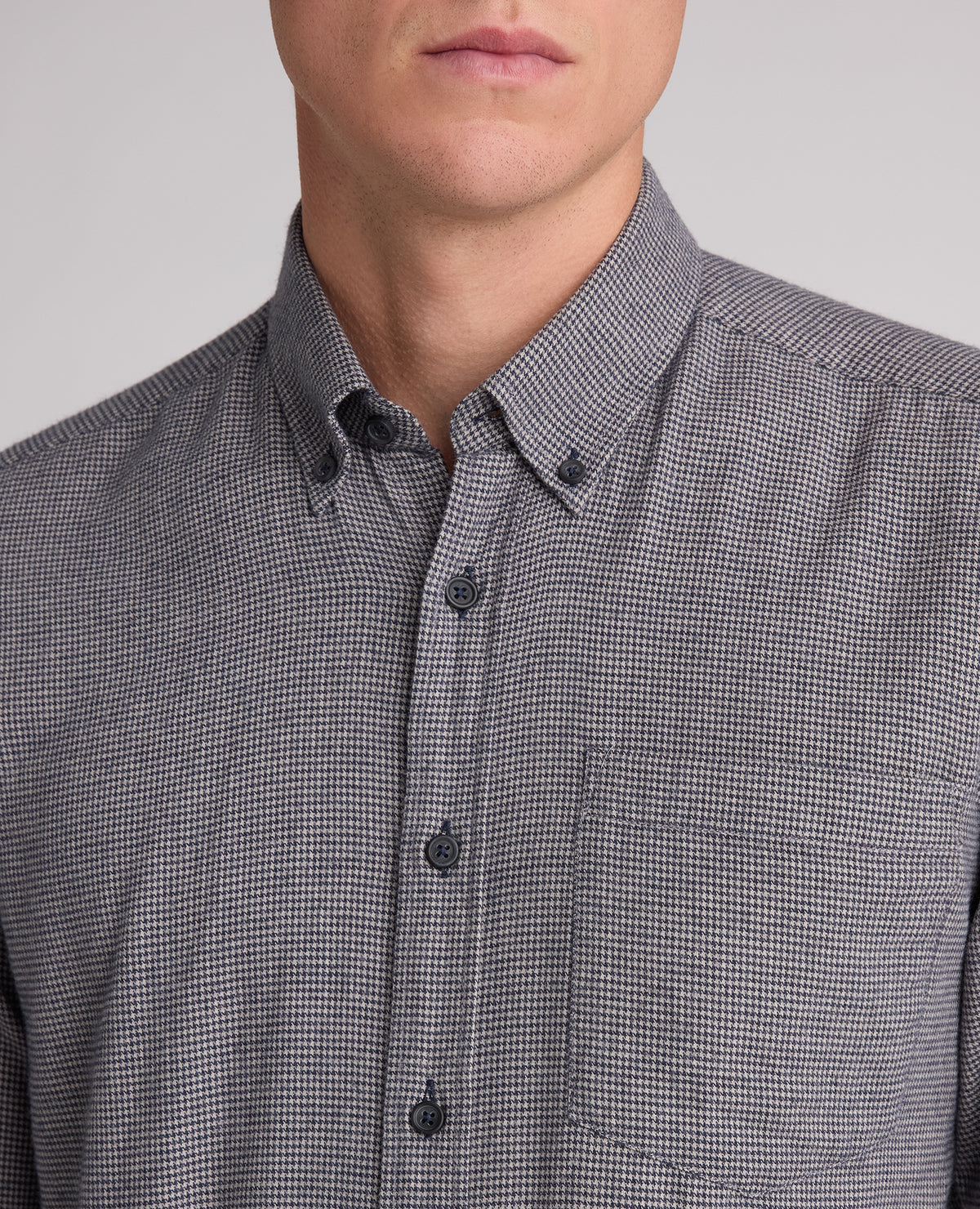 Blue Micro Houndstooth Stretch Shirt