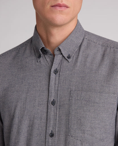 Blue Micro Houndstooth Stretch Shirt