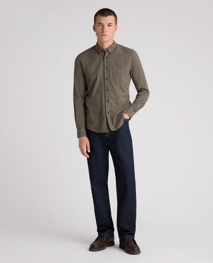 Green Micro Houndstooth Stretch Shirt