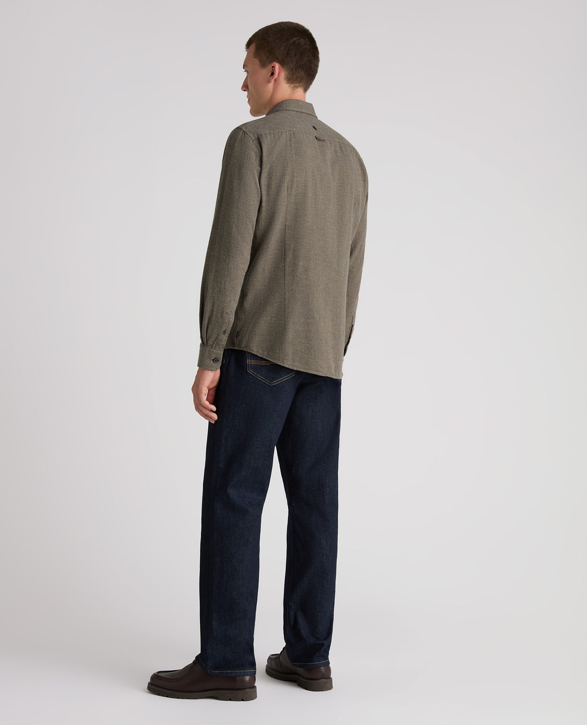 Green Micro Houndstooth Stretch Shirt