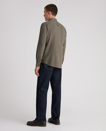 Green Micro Houndstooth Stretch Shirt