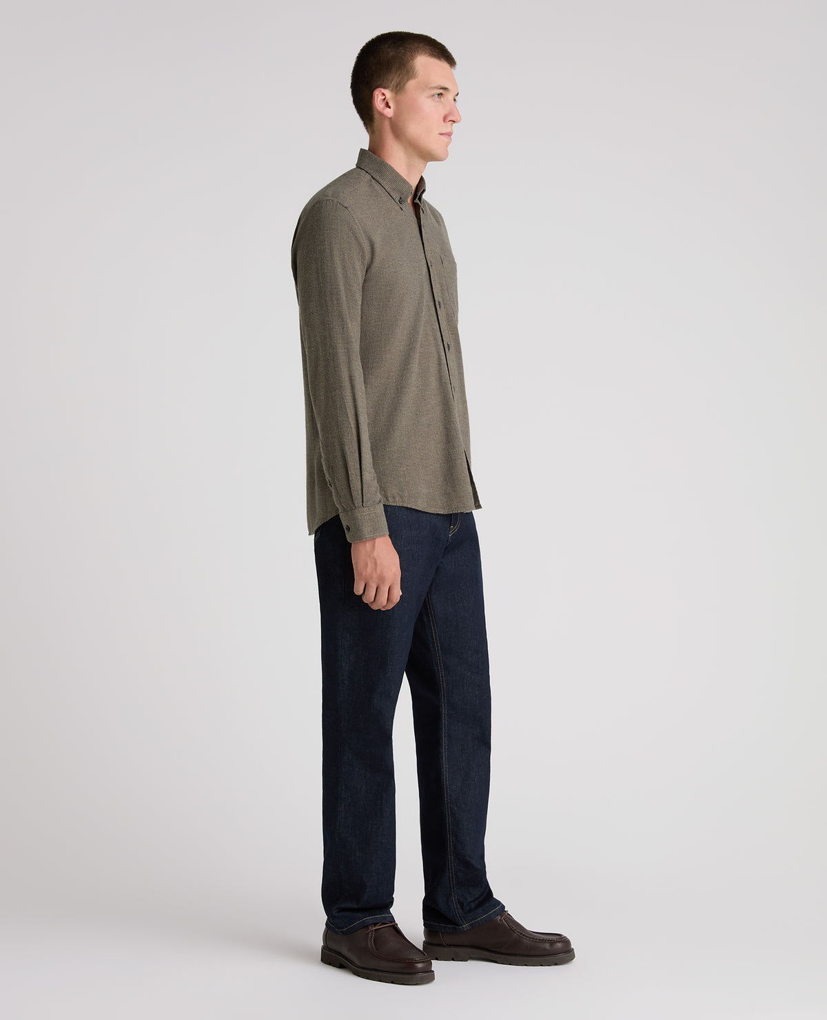 Green Micro Houndstooth Stretch Shirt